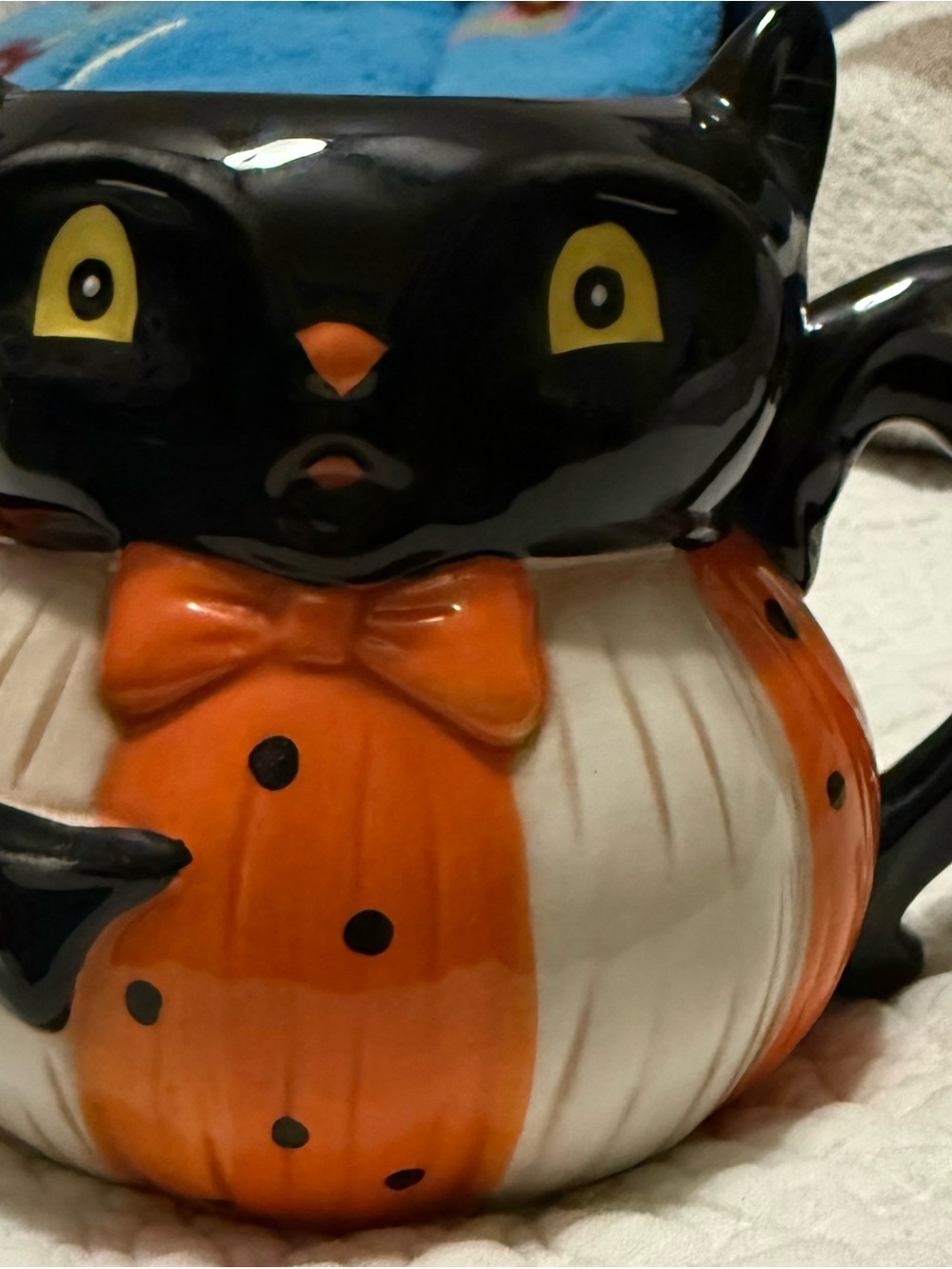 Johanna Parker Ceramic Black Cat Pumpkin Mug - Orange & White